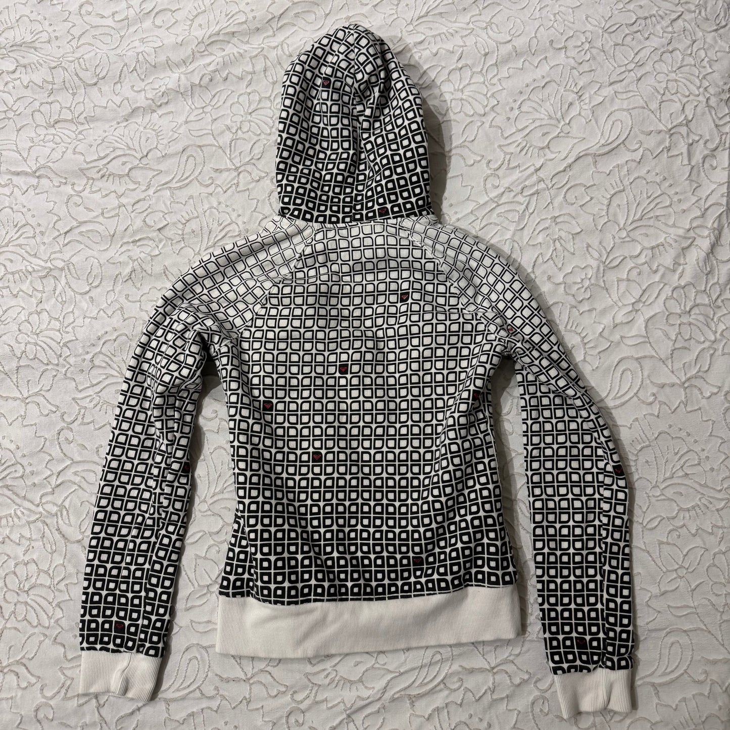 White ‘Roxy’ Fur Y2K Zip Up Hoodie