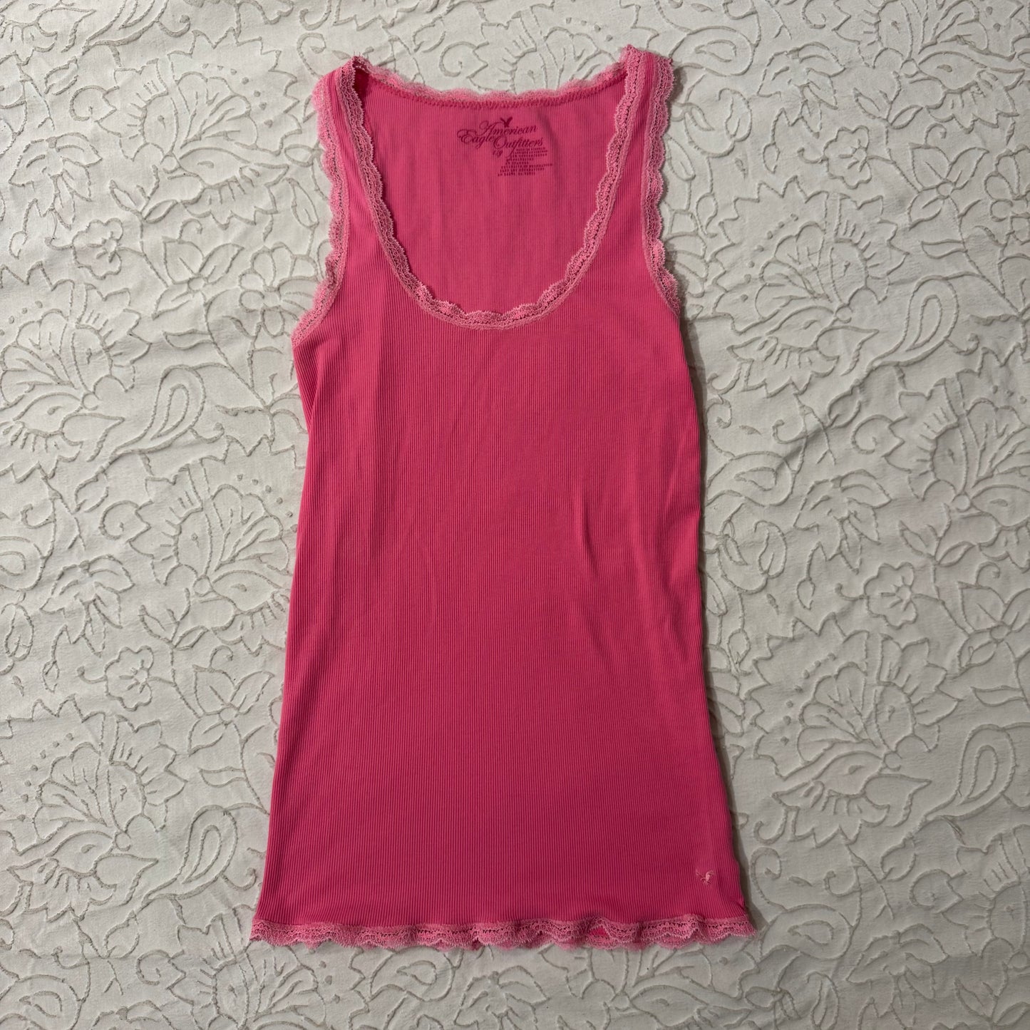 Pink ‘American Eagle Outfitters’ Lace Trimmed Tank Top