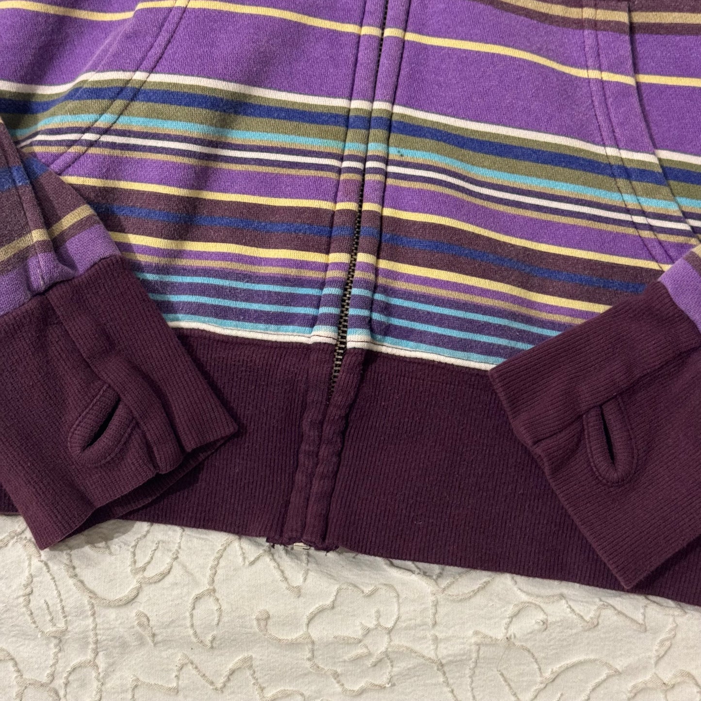 Purple Multicolored ‘OP’ Y2K Zip Up Hoodie Jacket