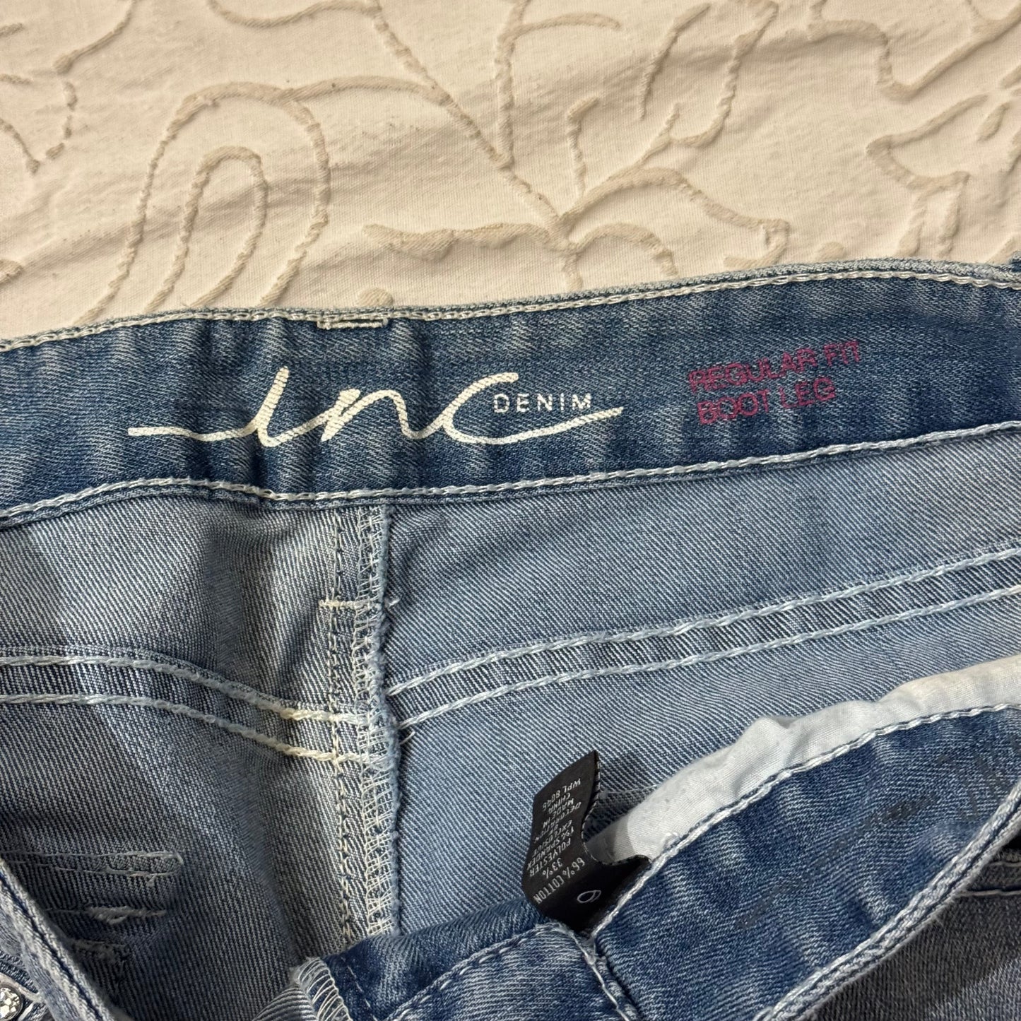 Light Washed ‘INC’ Rhinestone Bootcut Jeans