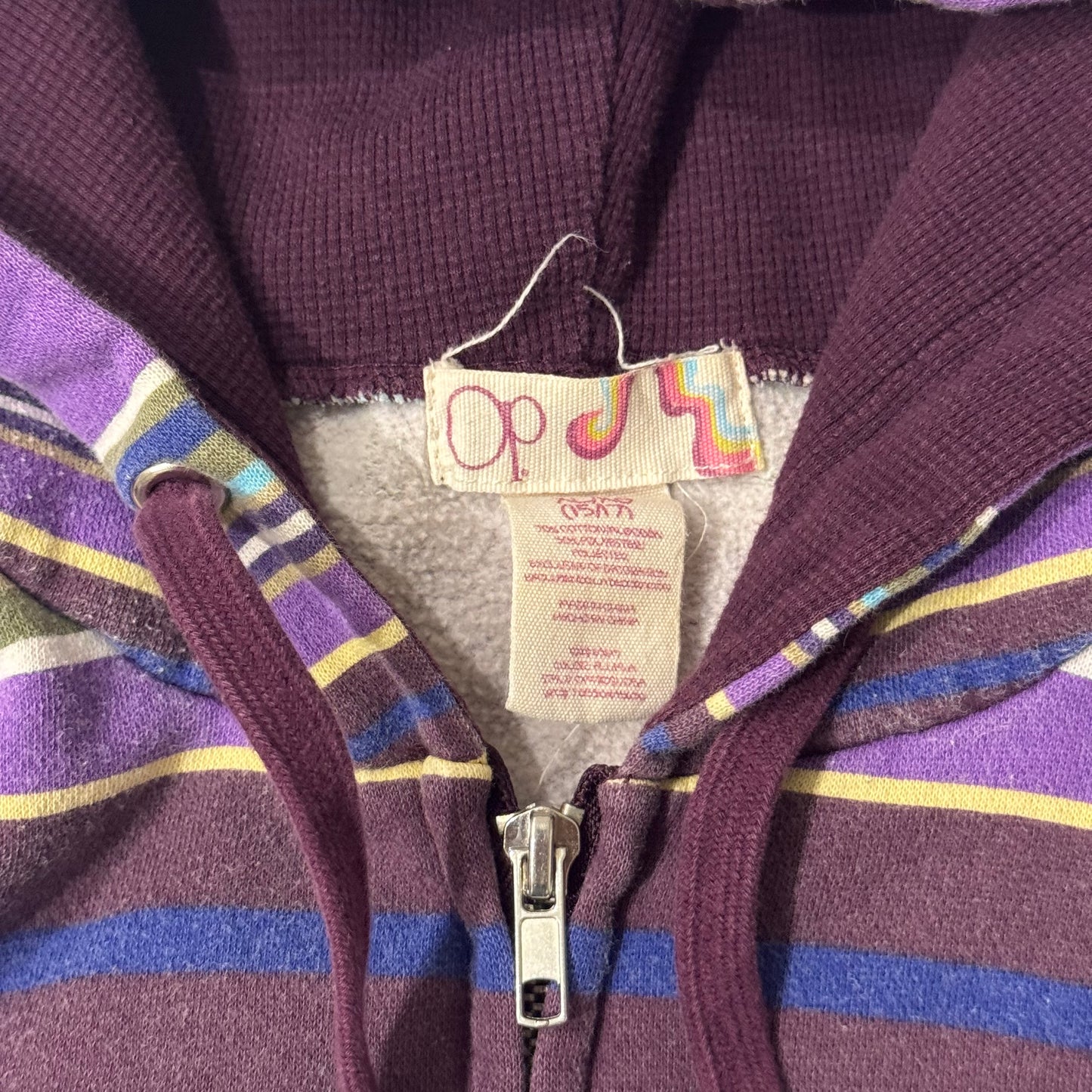 Purple Multicolored ‘OP’ Y2K Zip Up Hoodie Jacket