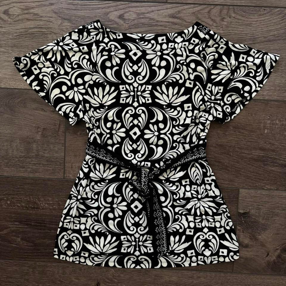 Black & White ‘Apt. 9’ Floral Y2K Tie Back Blouse