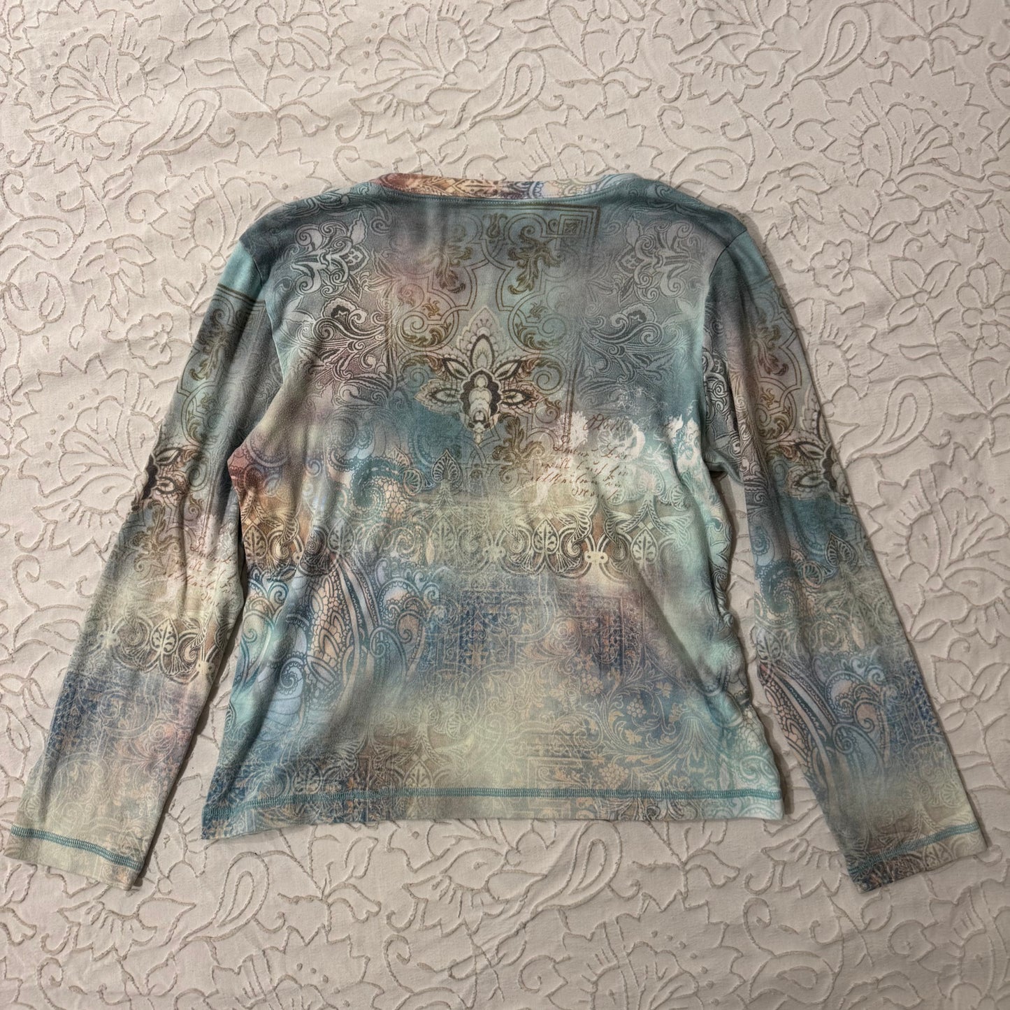 Multicolored ‘Apt. 9’ Y2K Rhinestone Long Sleeve Top
