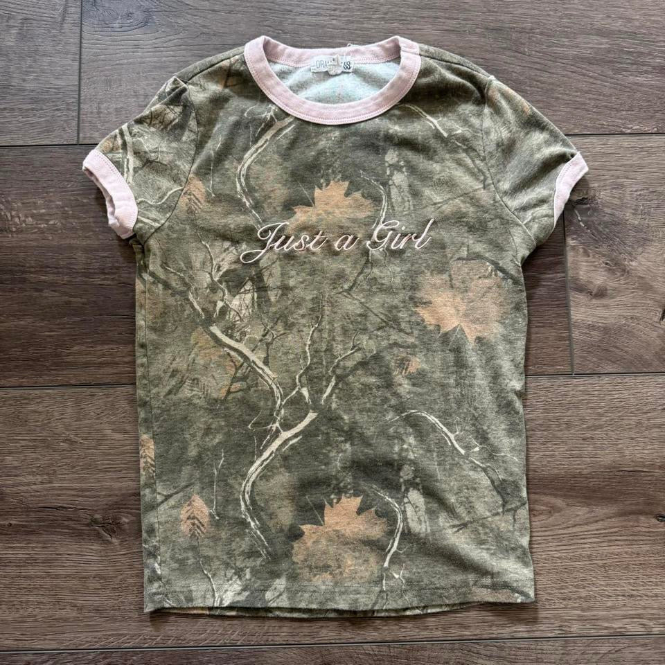 Camo ‘Orange Kiss’ Just a Girl Graphic Tee