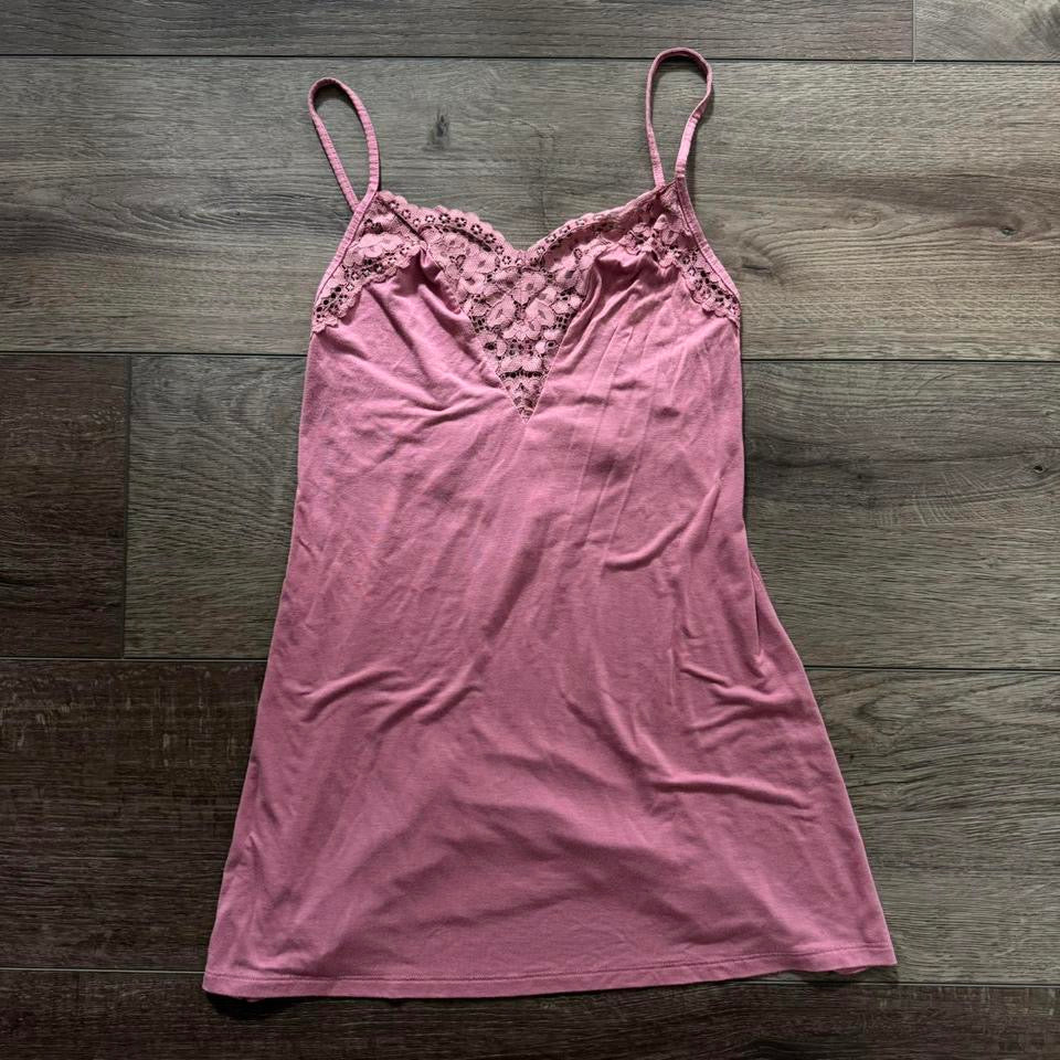 Pink ‘Victoria’s Secret’ Cami Lace Trim Short Slip Dress