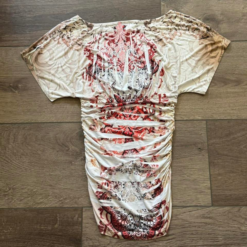 Multicolored ‘Iz Byer’ Fishtail Ruched Y2K Blouse