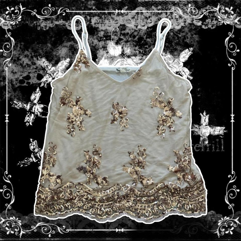 Crème & Gold ‘About a Girl’ Sequin Cami Top