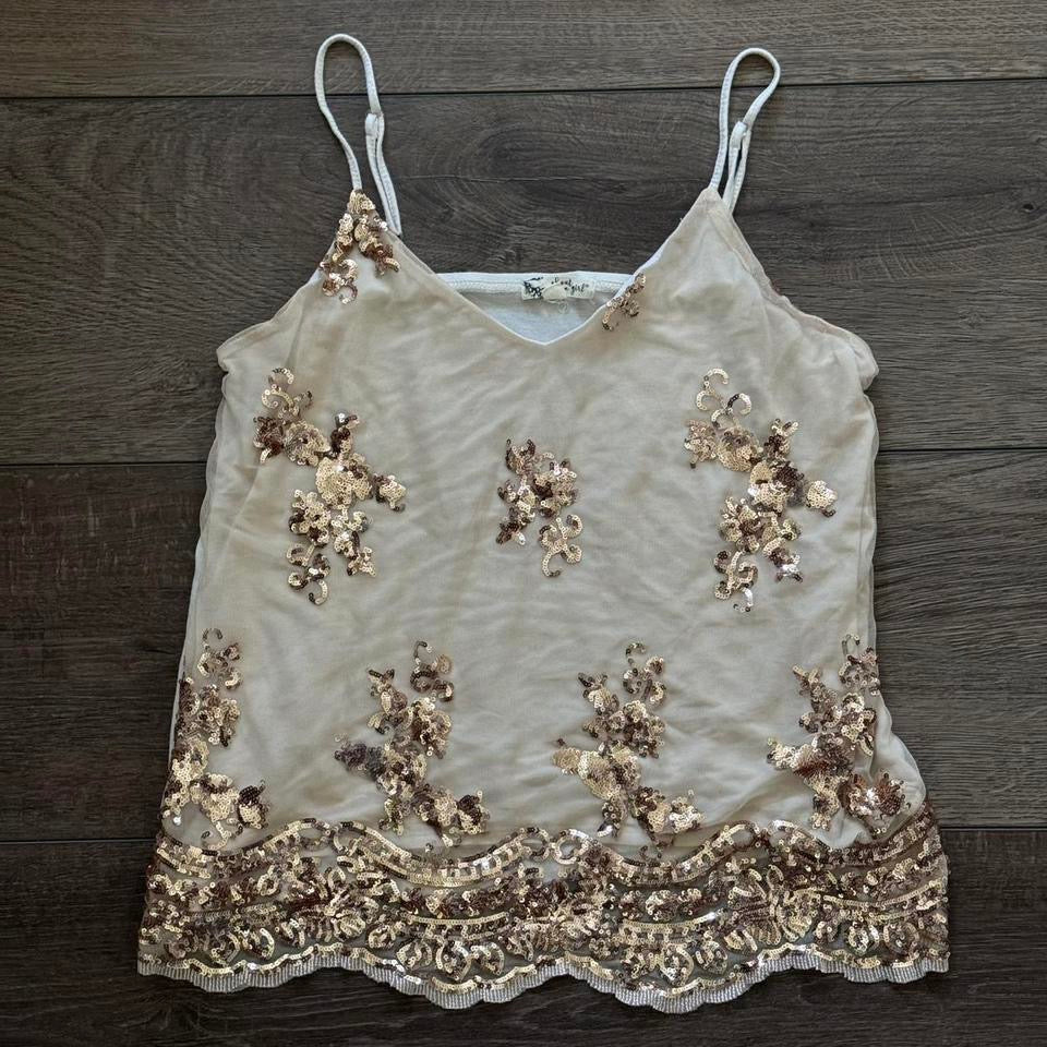 Crème & Gold ‘About a Girl’ Sequin Cami Top