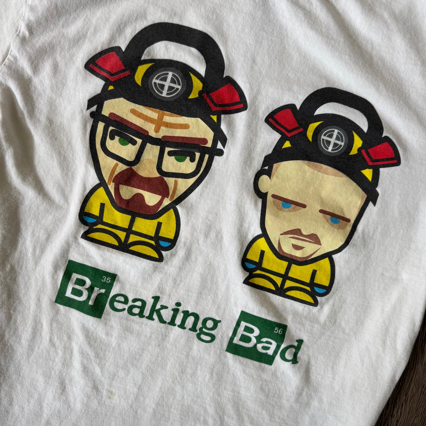 white breaking bad walt white heisenberg & jesse pinkman mini toon hazmats graphic shirt
