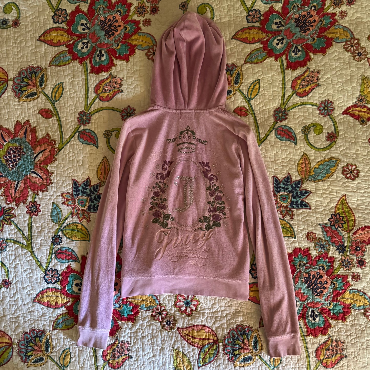 light pink rare juicy couture y2k 2000’s velour zip up jacket (L)