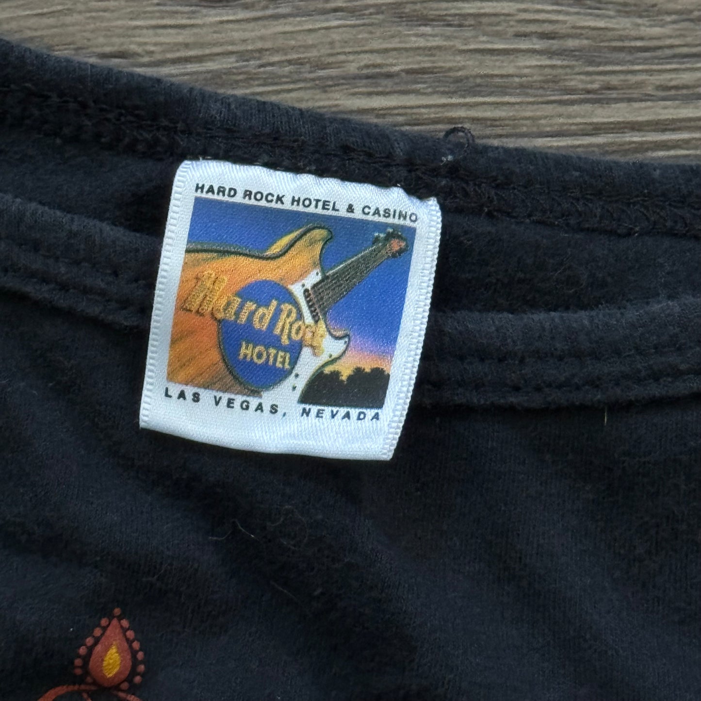 black & orange hard rock y2k las vegas cropped top
