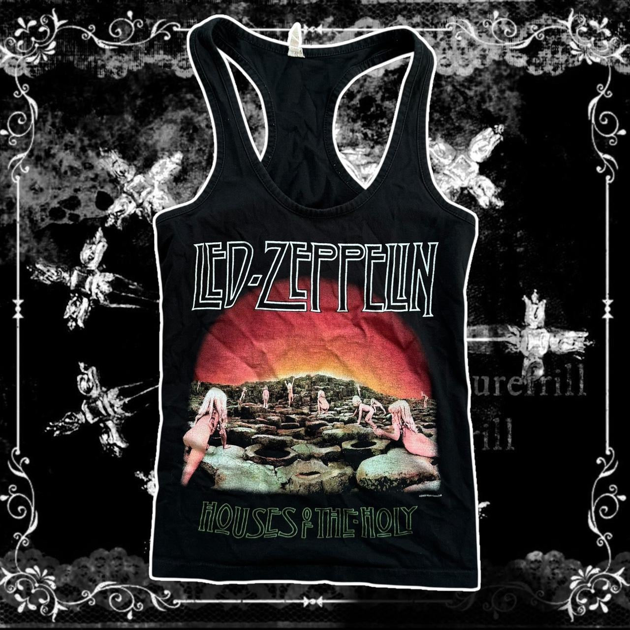 black y2k led zeppelin houses of the holy graphic band tank top