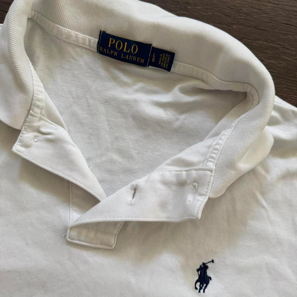 white polo ralph lauren button up collared shirt