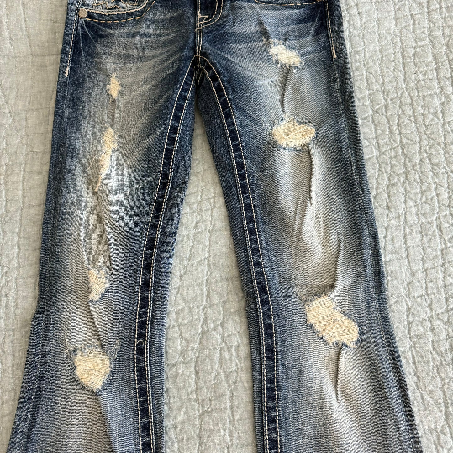 Denim Light Wash ‘Miss Me’ Deadstock Y2K Lowrise Bootcut Jeans