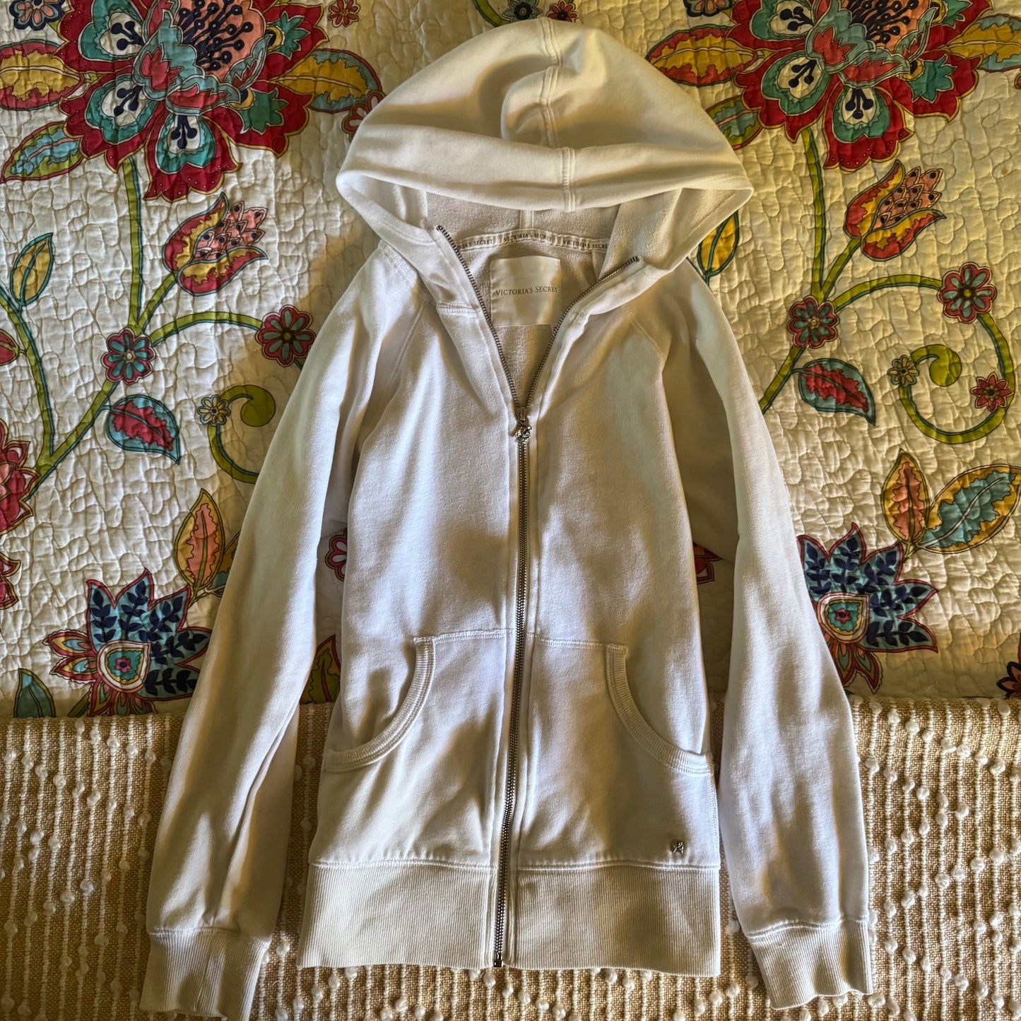 rare white & gold victoria’s secret sequin angel wings long sleeve zip up jacket (S)