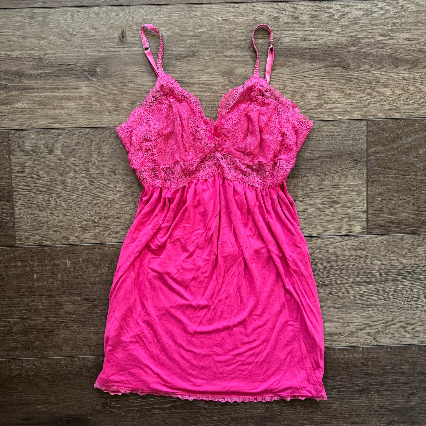 hot pink y2k mcbling lingerie lace slip dress