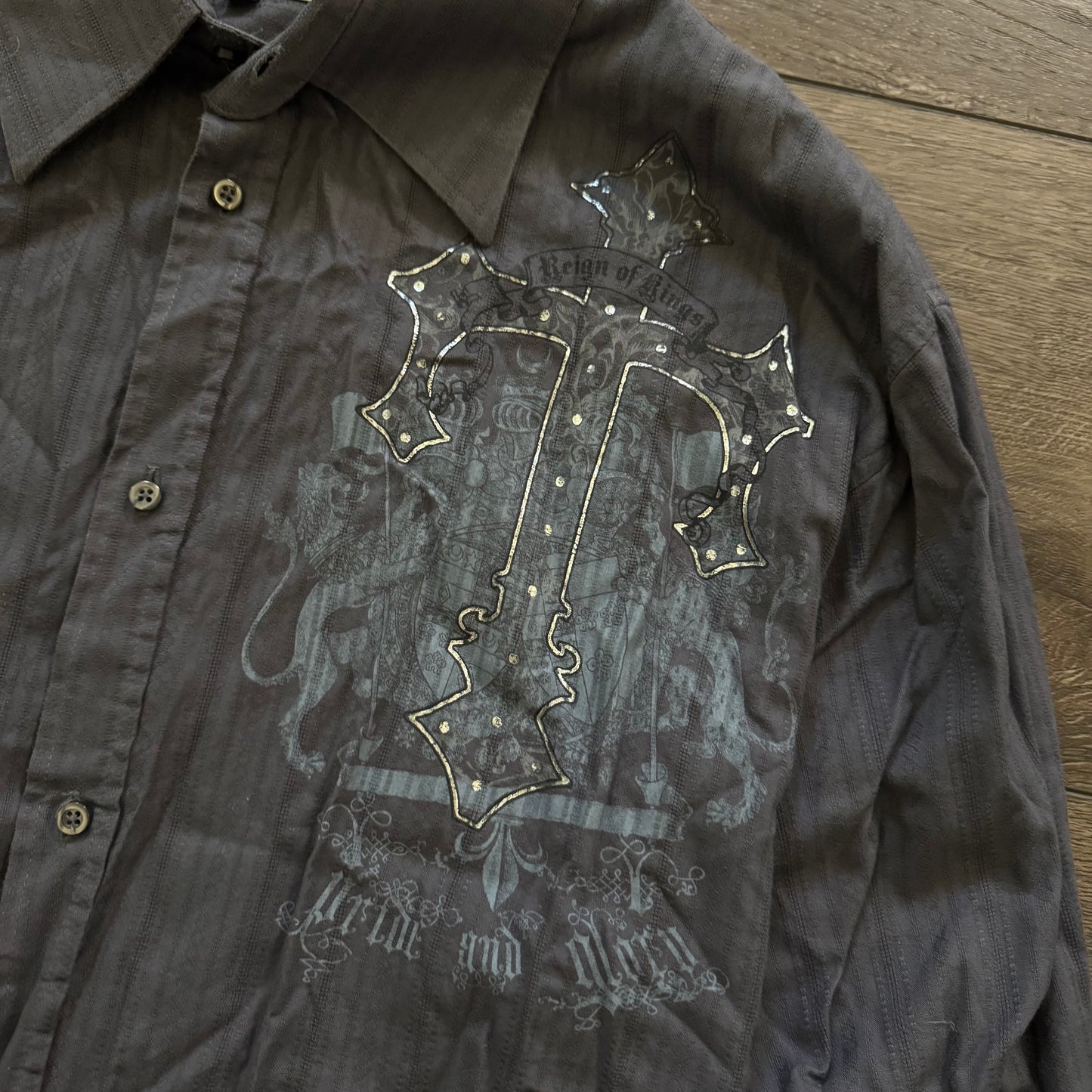 grey cybery2k emo gothic men’s collared button up shirt