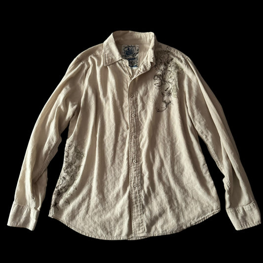 Crème ‘Machine’ Y2K Collared Men’s Shirt