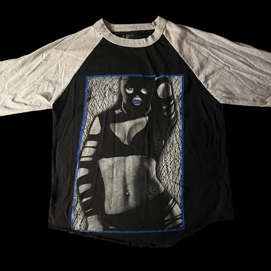 Black & Grey Blue Gangster Girl Baseball Tee Shirt