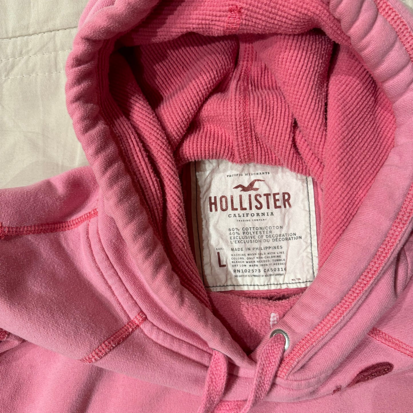 Light Pink ‘Hollister’ Y2K Hoodie Jacket