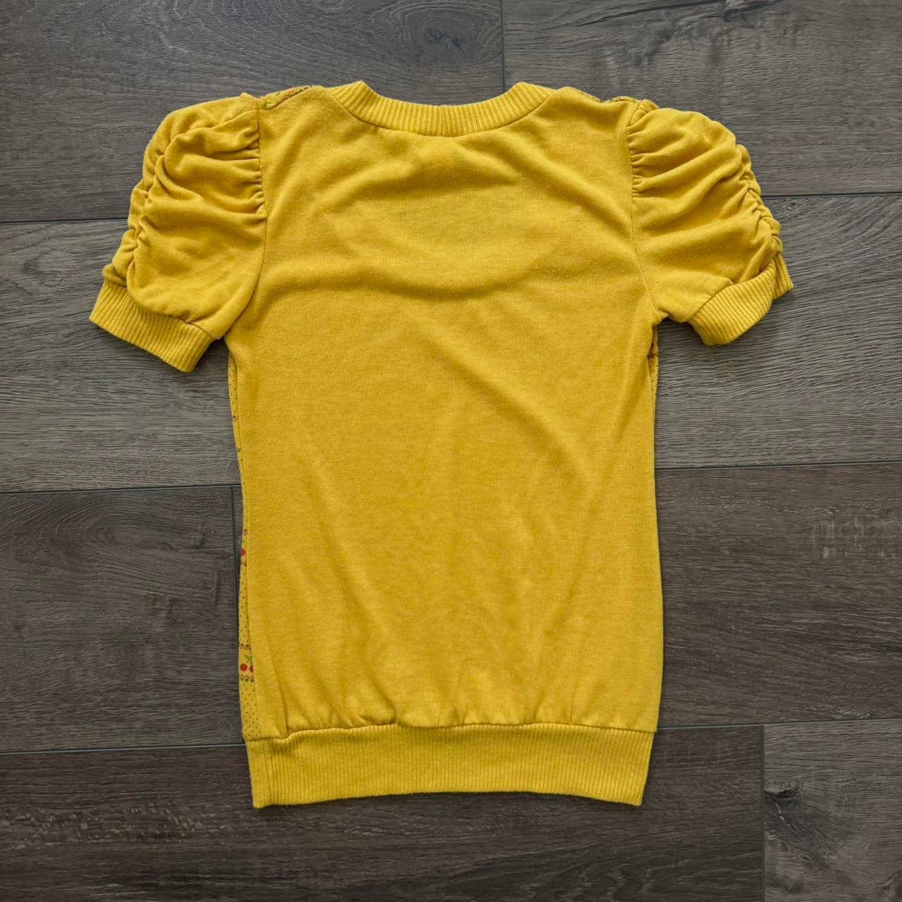 mustard yellow cherry y2k sweater puffy sleeve shirt