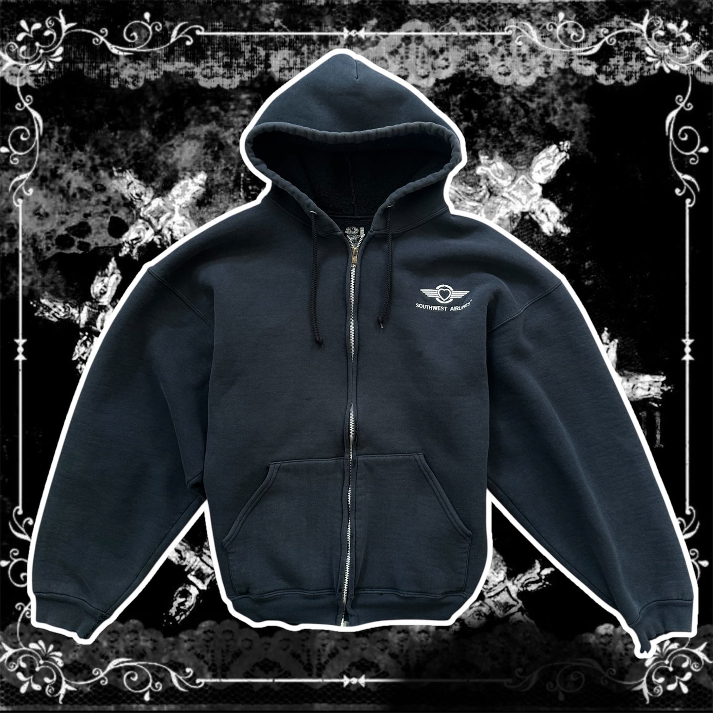 dark navy blue southwest airlines zip up hoodie jacket