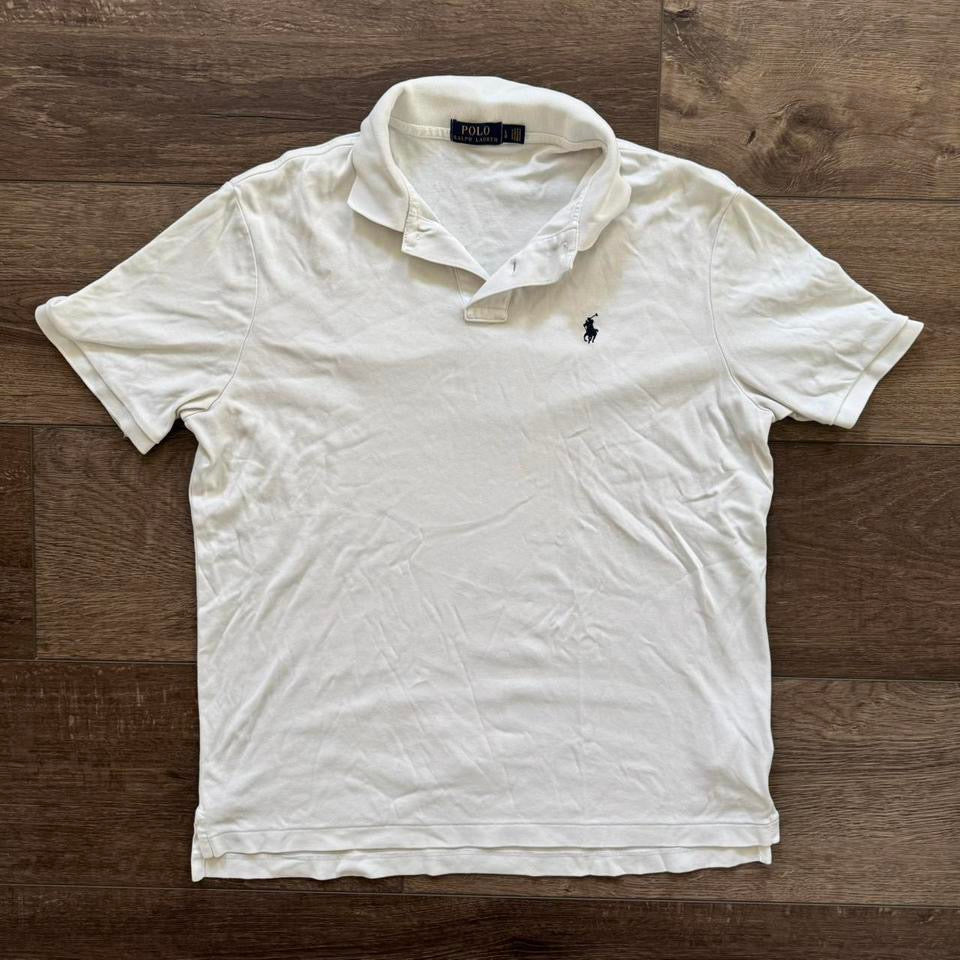 white polo ralph lauren button up collared shirt