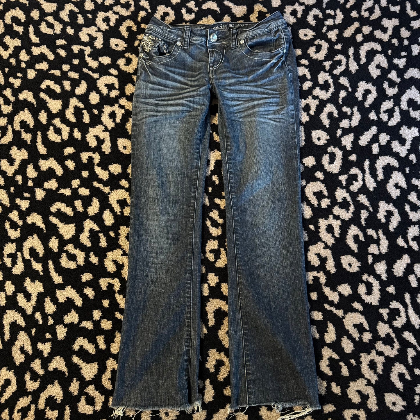 denim blue cybery2k mcbling rhinestone grace in la low rise bootcut jeans (9)