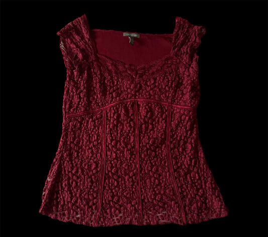 Red ‘Apt. 9’ Lace Trim Blouse