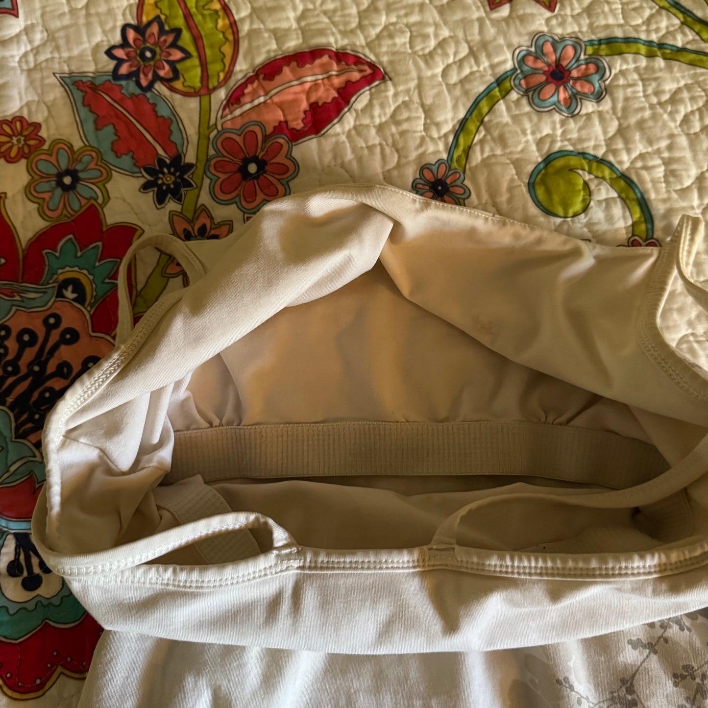beige floral grungy y2k stretchy cami top (S)