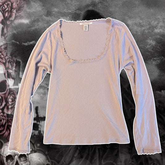 light purple lace trim victoria’s secret long sleeve (xl)