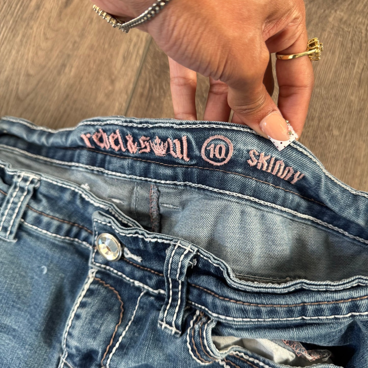 denim blue rebel soul y2k embellished high rise ripped skinny jeans (10)