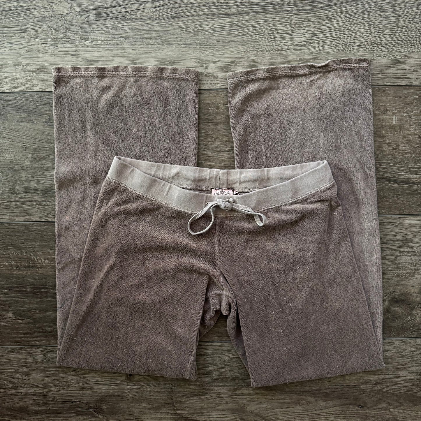 tan juicy couture low rise flare terrycloth sweatpants