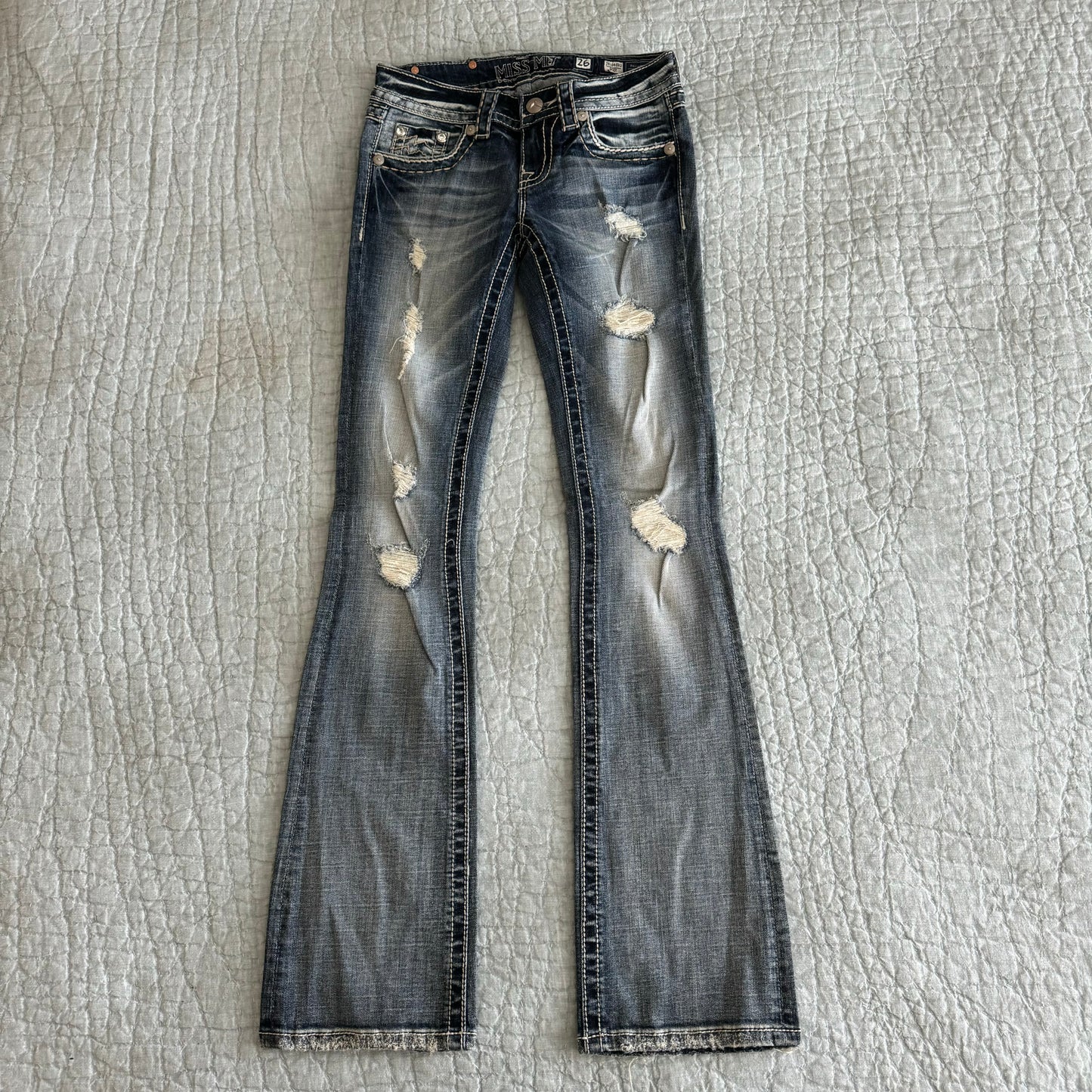 Denim Light Wash ‘Miss Me’ Deadstock Y2K Lowrise Bootcut Jeans