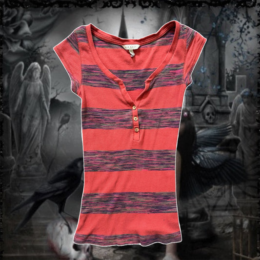 orange v neck henley old navy top stretchy