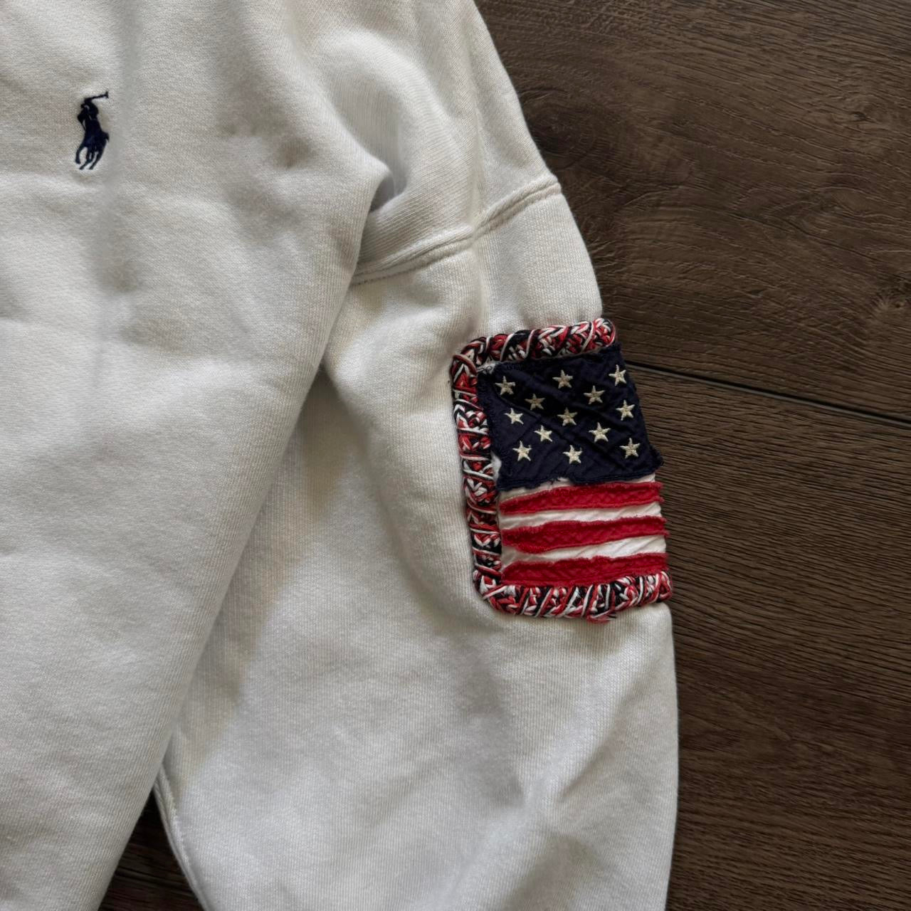 white polo ralph lauren USA flag streetwear oversized sweater
