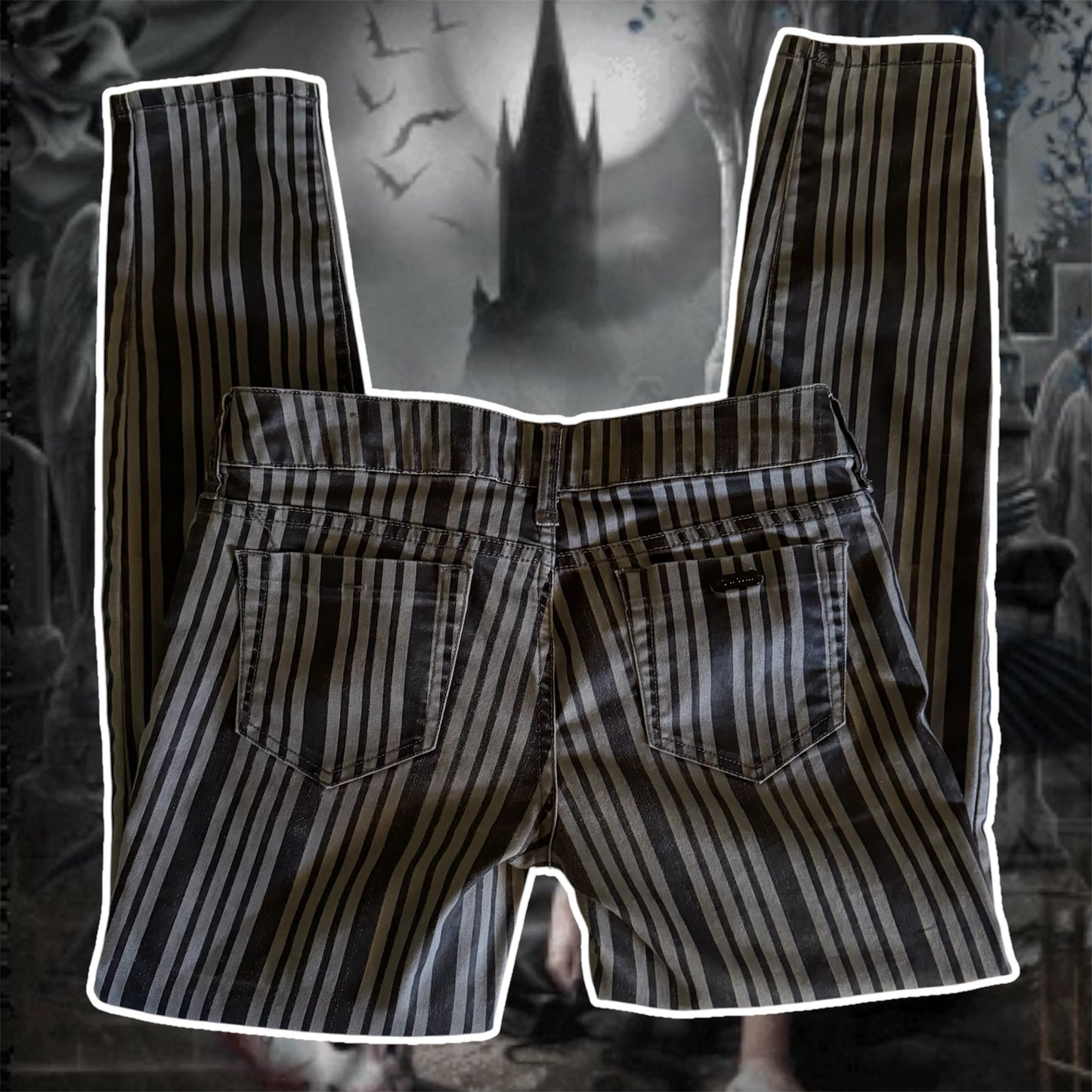 black and grey guess y2k stripped high waisted skinny jeans (28)