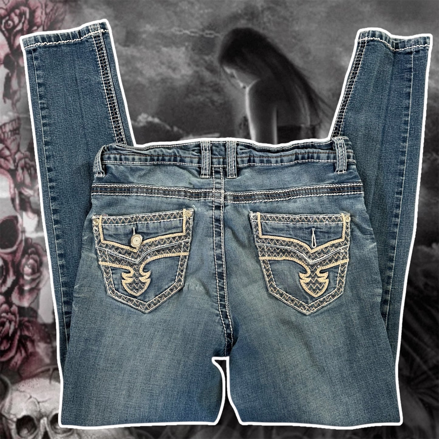 denim blue rebel soul y2k embellished high rise ripped skinny jeans (10)