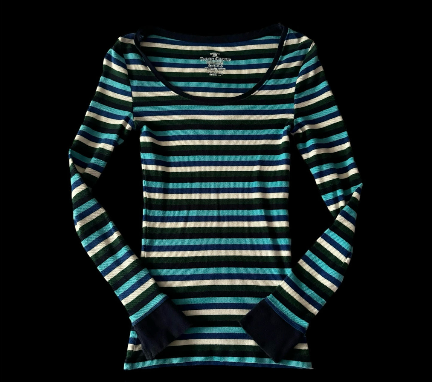 Multicolored ‘Faded Glory’ Stripped Stretchy Long Sleeve Shirt