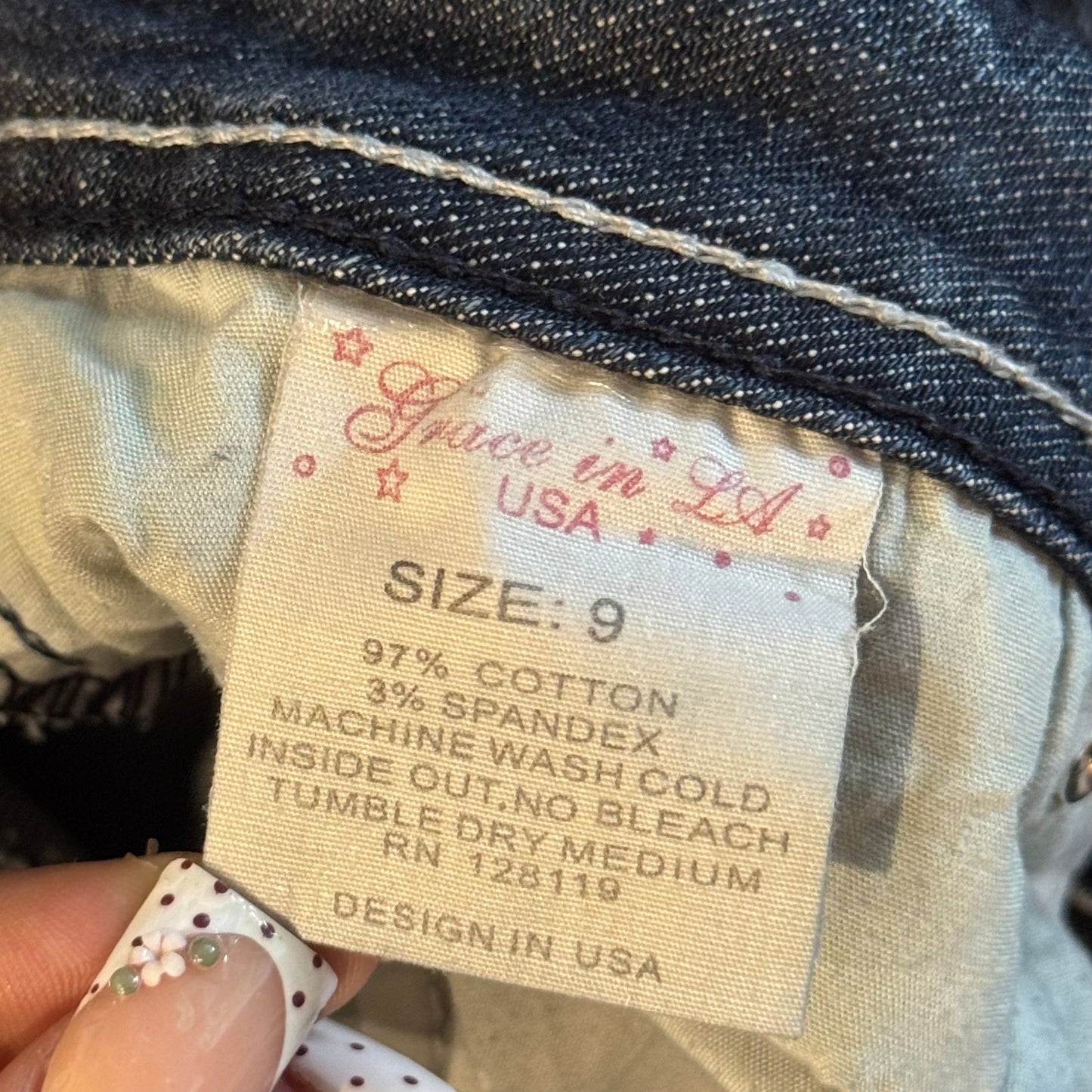 denim blue cybery2k mcbling rhinestone grace in la low rise bootcut jeans (9)