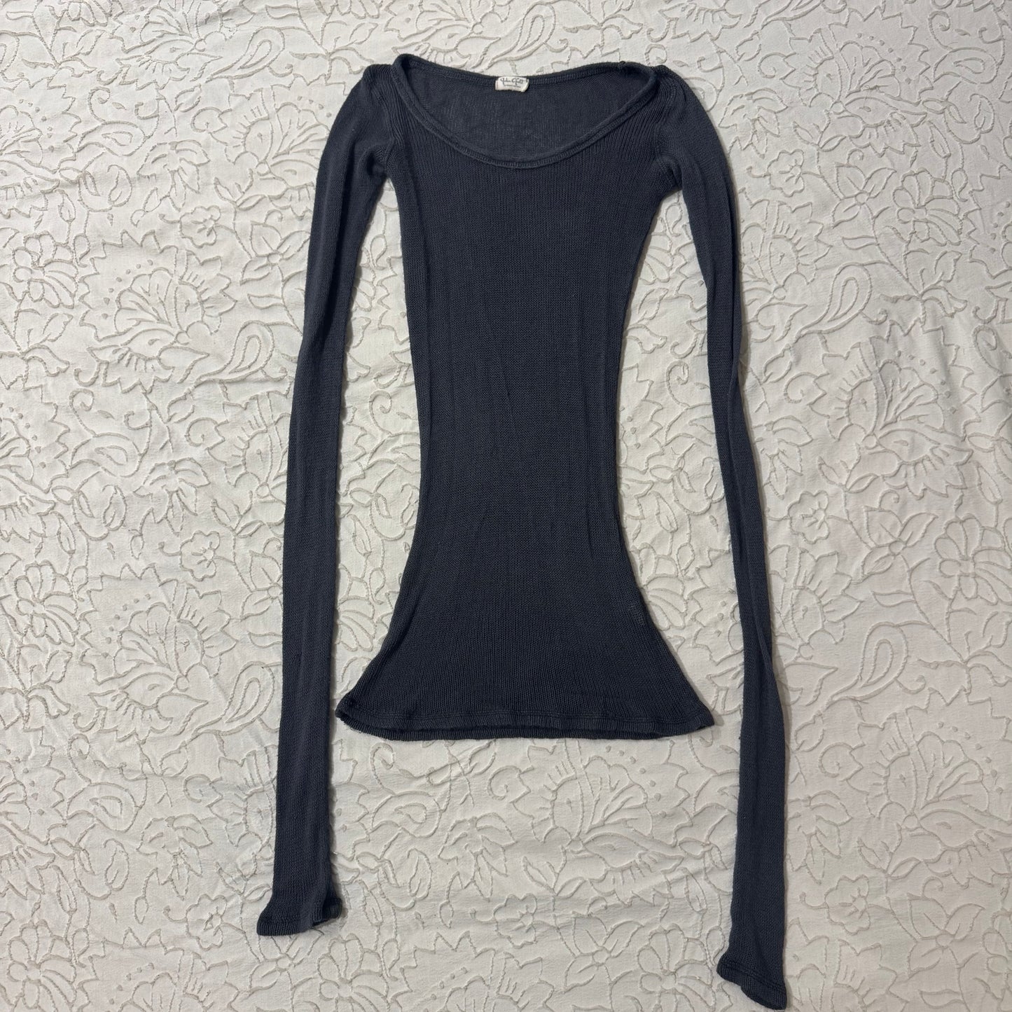 Grey ‘John Galt’ Knitted Mesh Stretchy Long Sleeve