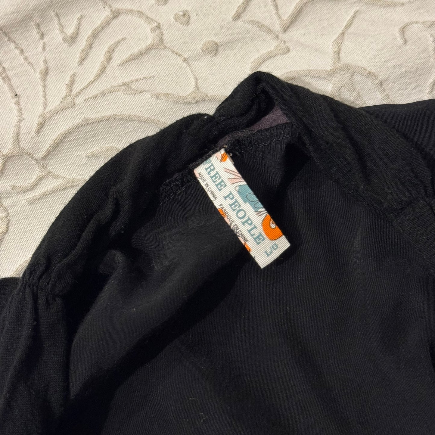 Black & Grey ‘Free People’ Ruffle Grungy Cardigan