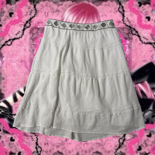 White ‘Allen B’ Boho Sequin Fairy Skirt
