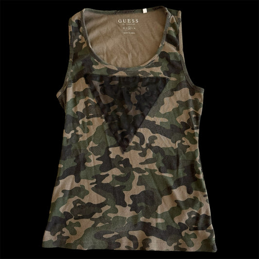 Camo ‘Guess’ Mesh Logo Tank Top.