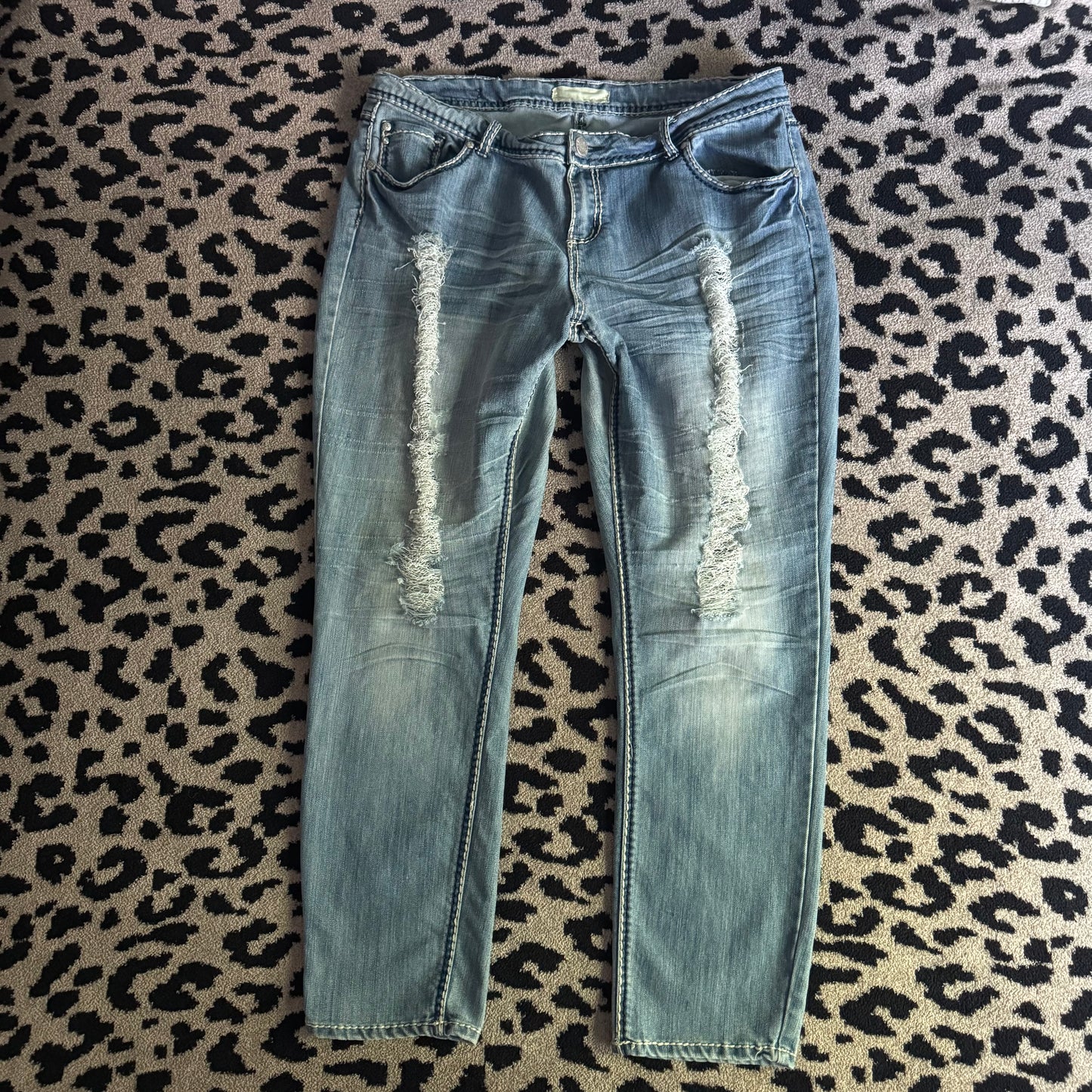 denim blue cybery2k almost famous ribbed distressed skinny jeans plus size (18)