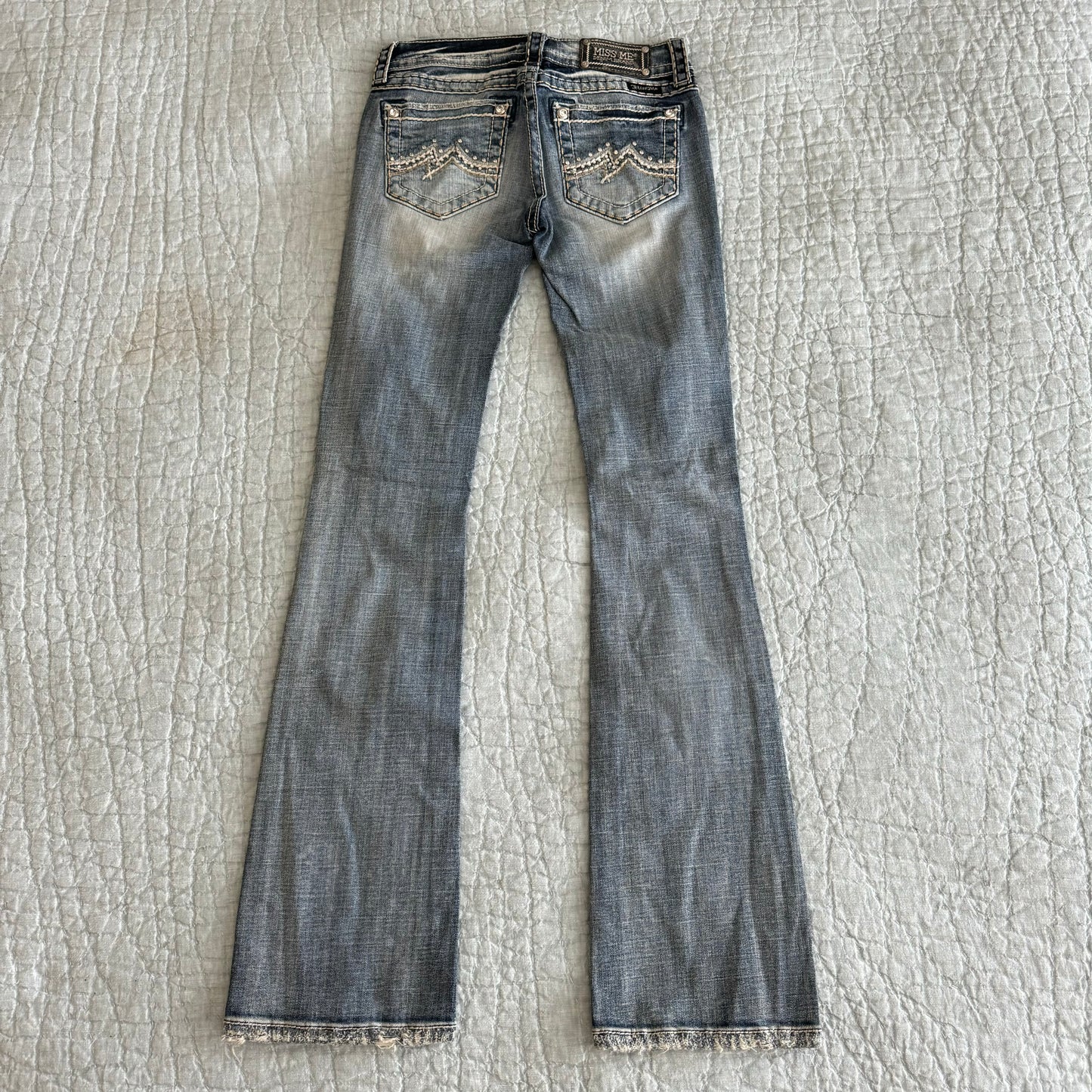 Denim Light Wash ‘Miss Me’ Deadstock Y2K Lowrise Bootcut Jeans