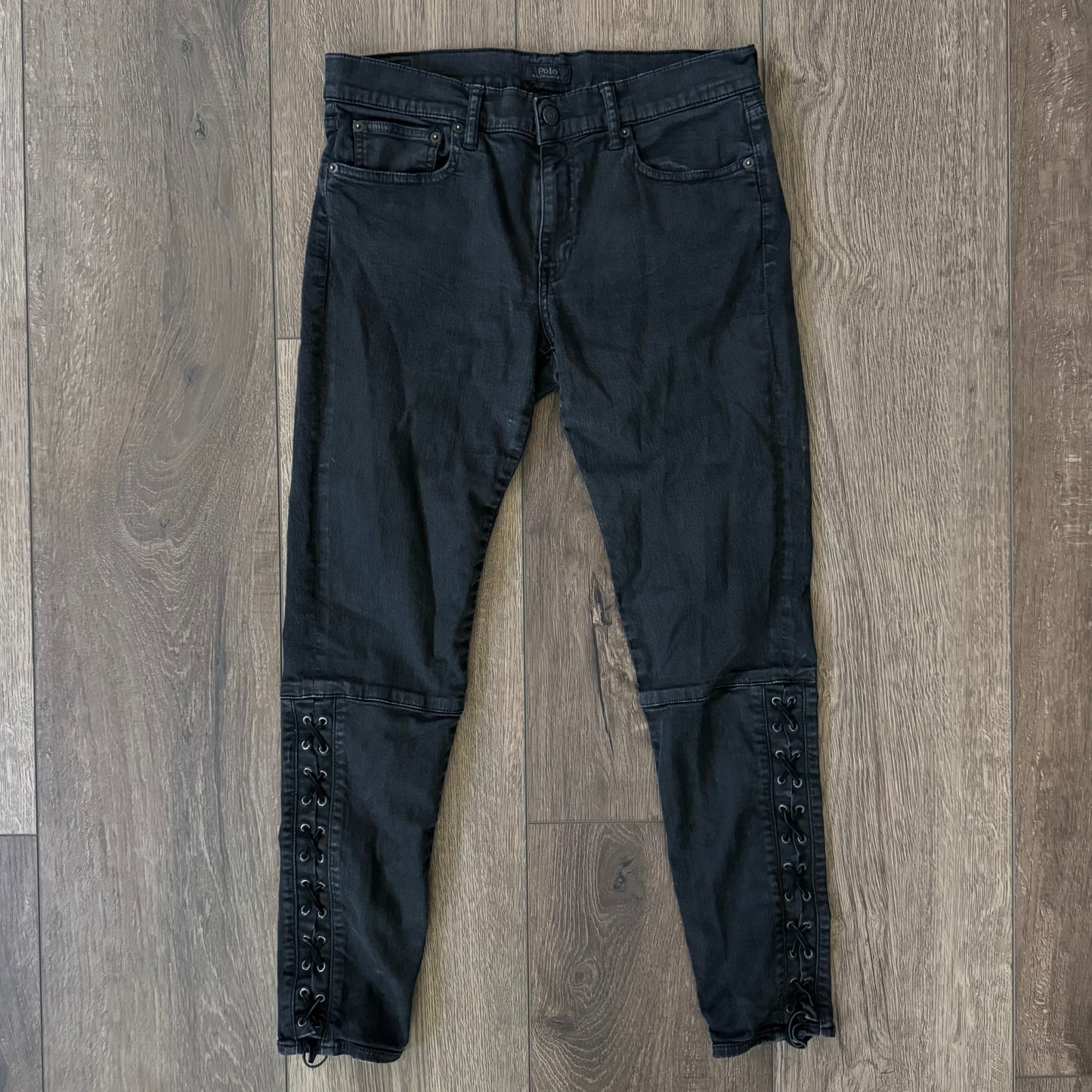 insane y2k black polo ralph lauren corset style highrise grungy skinny jeans
