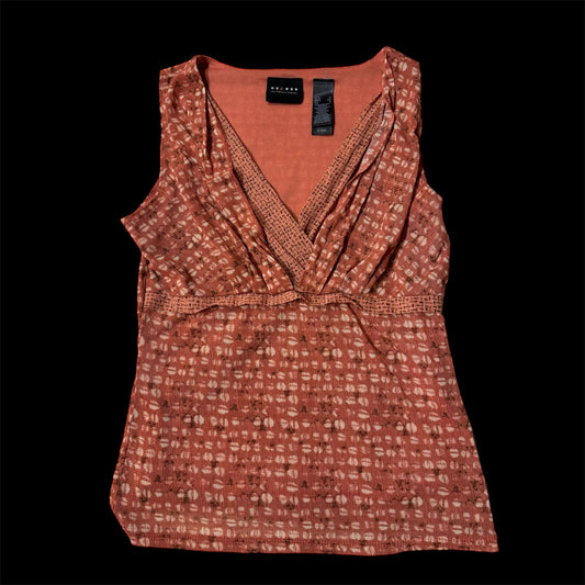 Peach Orange ‘Axcess’ Multilayered V Neck Sleeveless Blouse