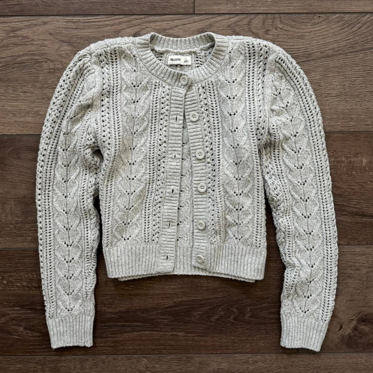 grey hollister co soft button up cardigan sweater