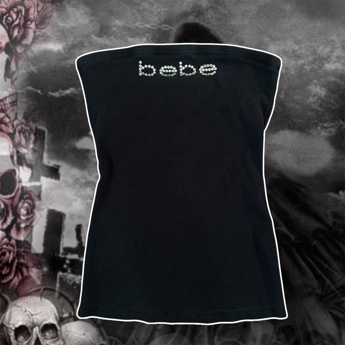 black rare bebe rhinestone y2k tube top (L)